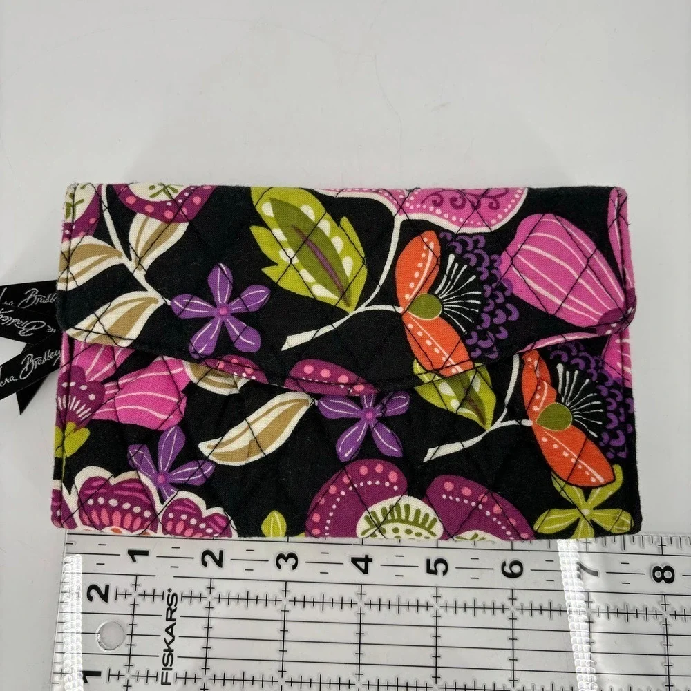 Vera Bradley Clutch Wallet Pirouette Pink Floral Quilted Snap Flap 8 Inch - Picture 8 of 9